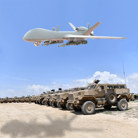 Military UAV and ground borne vehicles